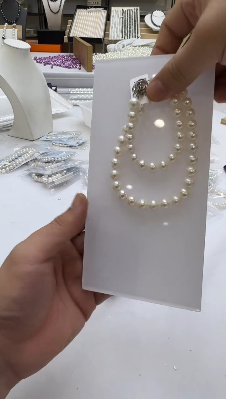 淡水珍珠银S925镶嵌项链9-10mm 无核-山茶花