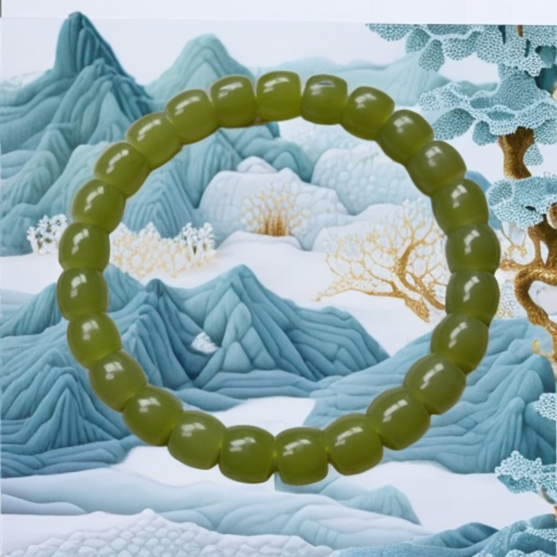 【和田玉·青黄口·老型珠卡8*7】重约·21克（上官直营）基地鉴真顺丰发