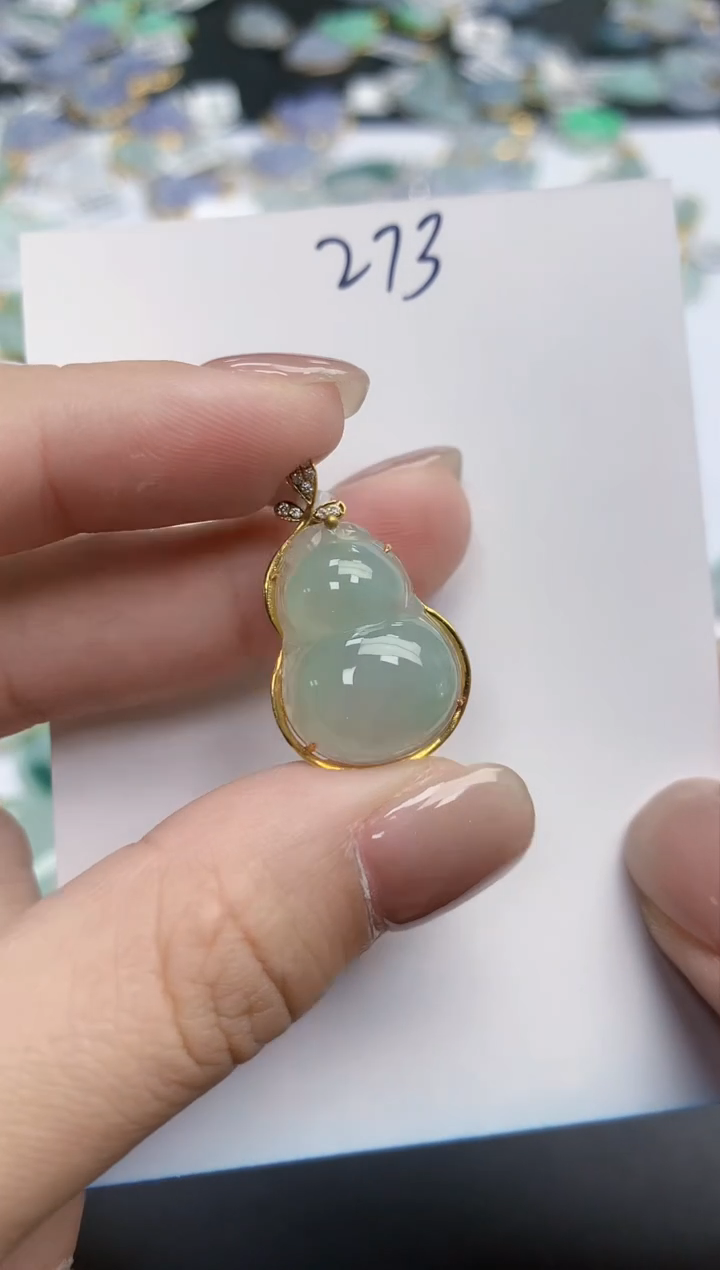 【闪购商品】翡翠颈饰18K金镶嵌天然缅甸翡翠A货