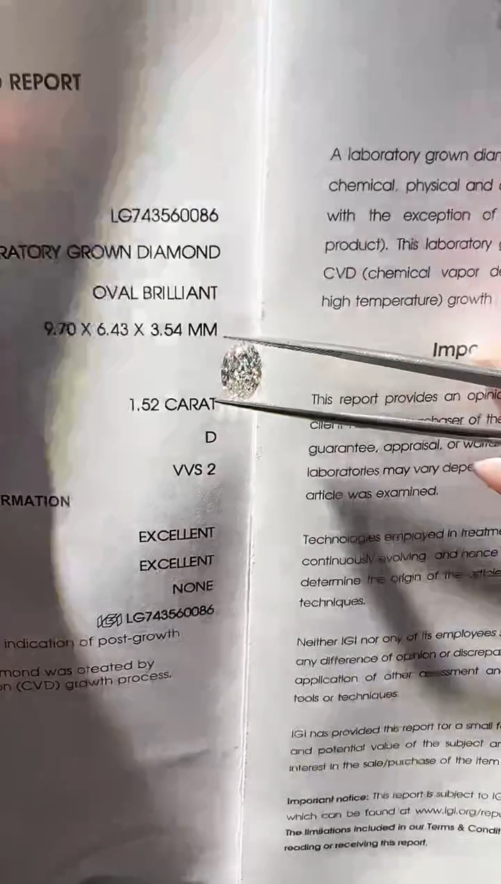 裸石合成钻石LG0086   1.52ct