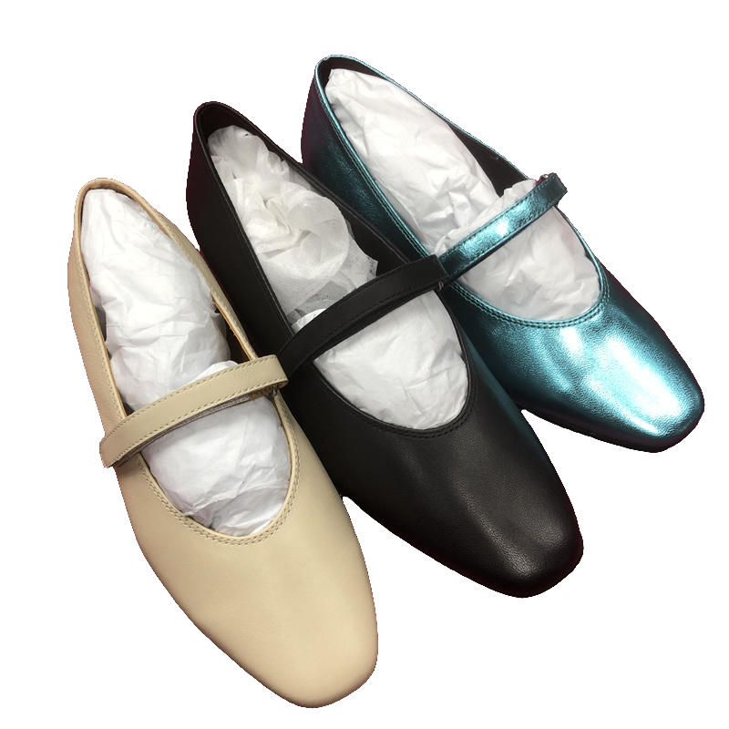 24年新款女鞋百搭平底一脚蹬外穿时尚单鞋三色女士跟鞋方头低帮鞋