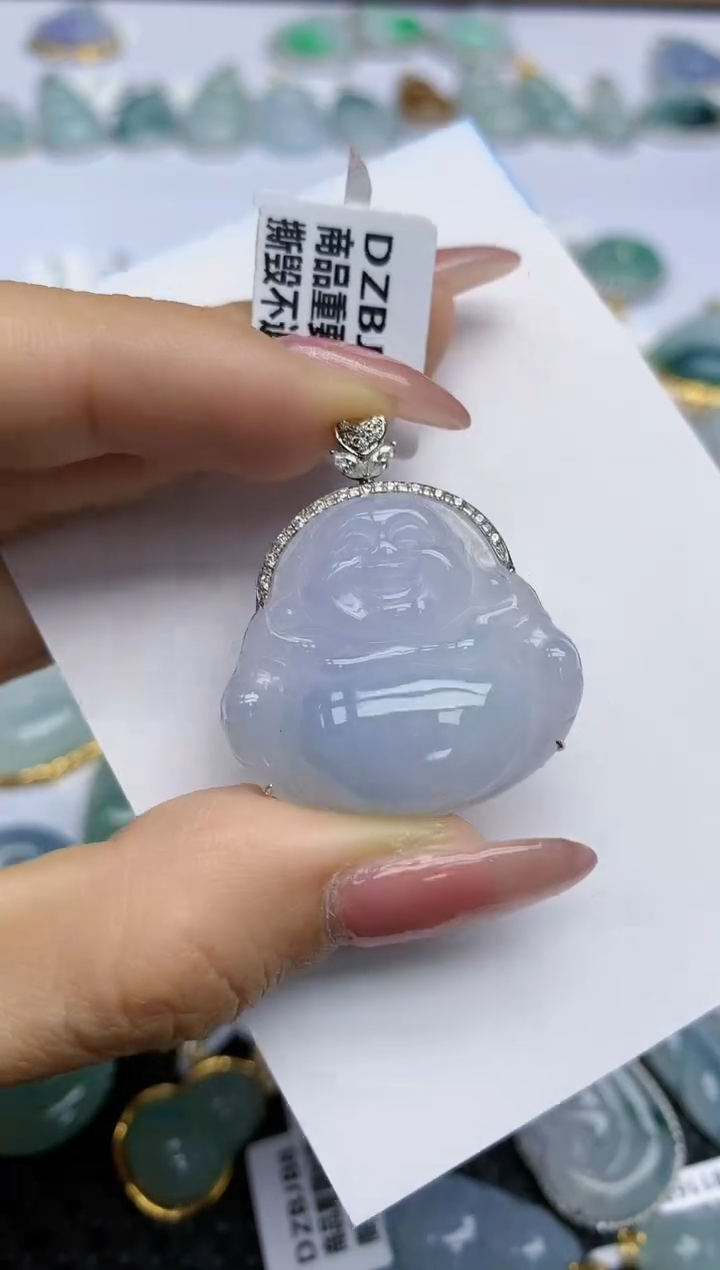 【闪购商品】翡翠挂件18K金镶嵌天然翡翠A货