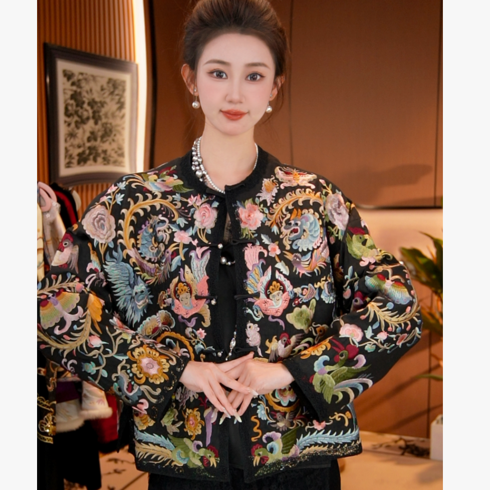 海纳百福/新中式国风刺绣外套大女王仓2025c8786源源-大女王仓