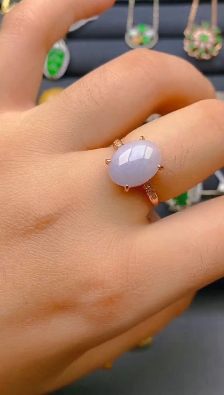 【闪购商品】翡翠戒指银S925镶嵌天然A货翡翠1