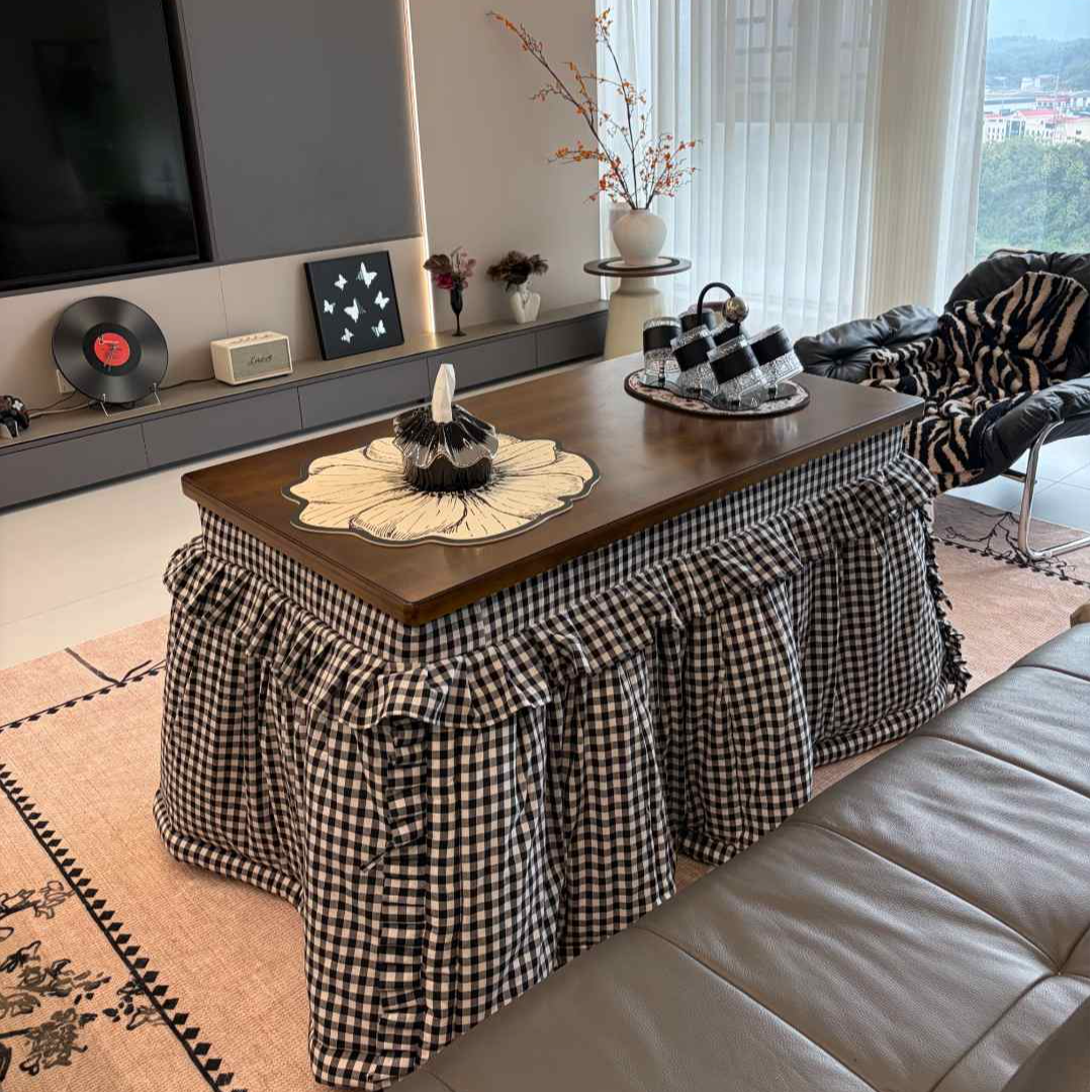 【整套*冬日暖居式】家用客厅楠竹烤火桌可折叠长方形取暖餐桌茶几