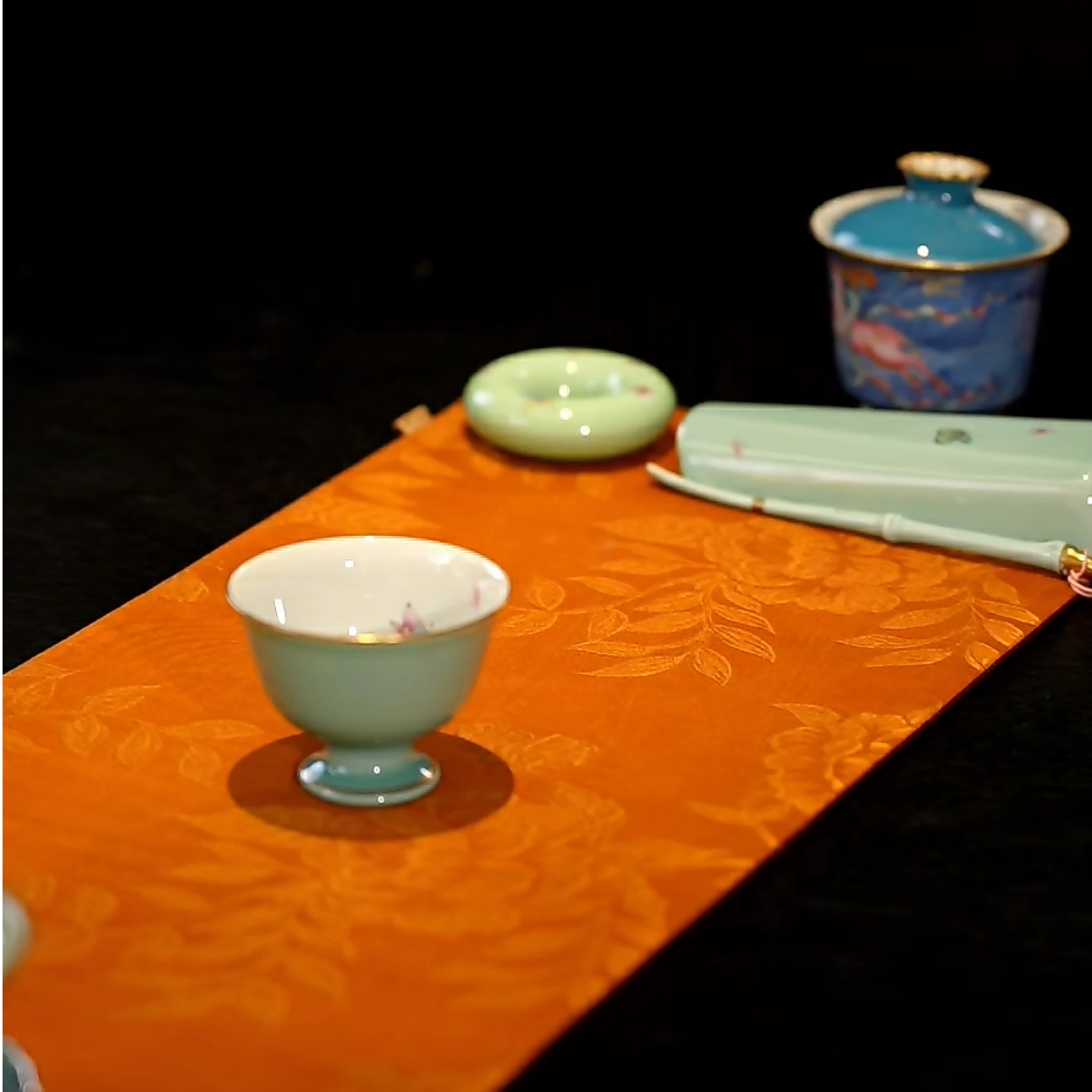 【悦生活】天水碧-华隐堂-牡丹高足杯-60ml（华隐S1153）