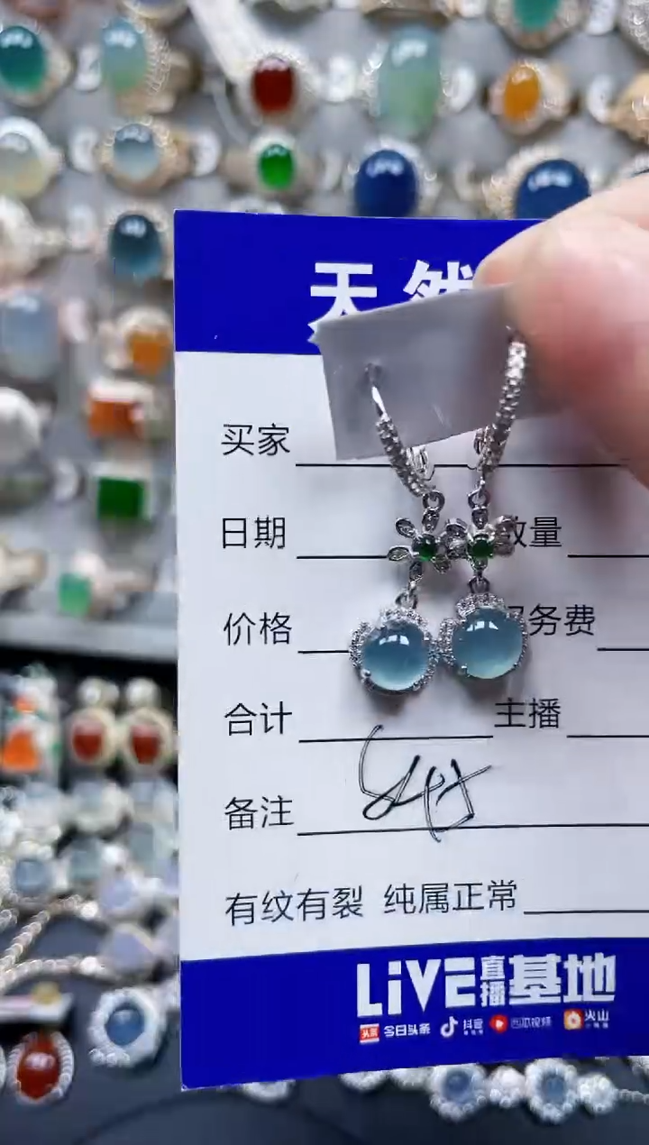 银S925镶嵌翡翠耳饰545