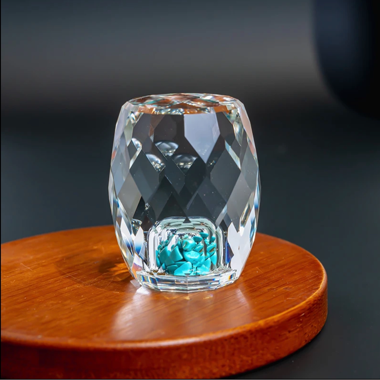 盖置 新款水晶切面高档轻奢家用实心椭圆盖置茶具