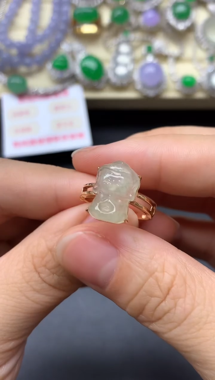 18K金镶嵌戒指翡翠308-中国好珍宝