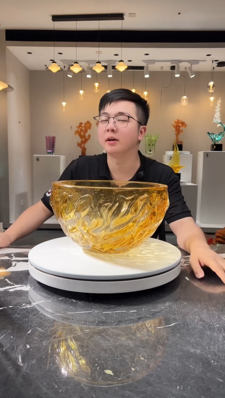 摆件巴比特美学-金色翠羽明珠果盘