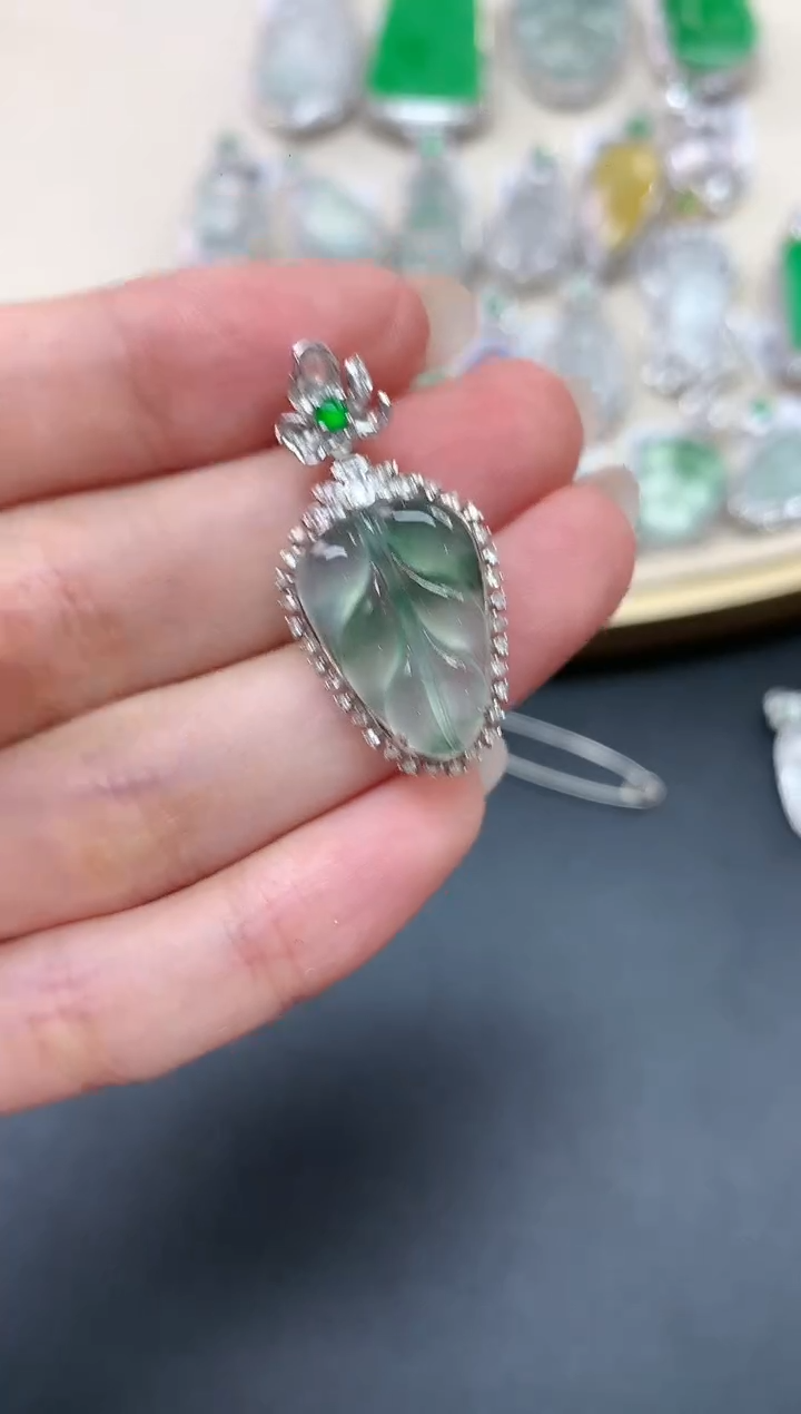 翡翠18K金镶嵌吊坠(不含链)A88|5980