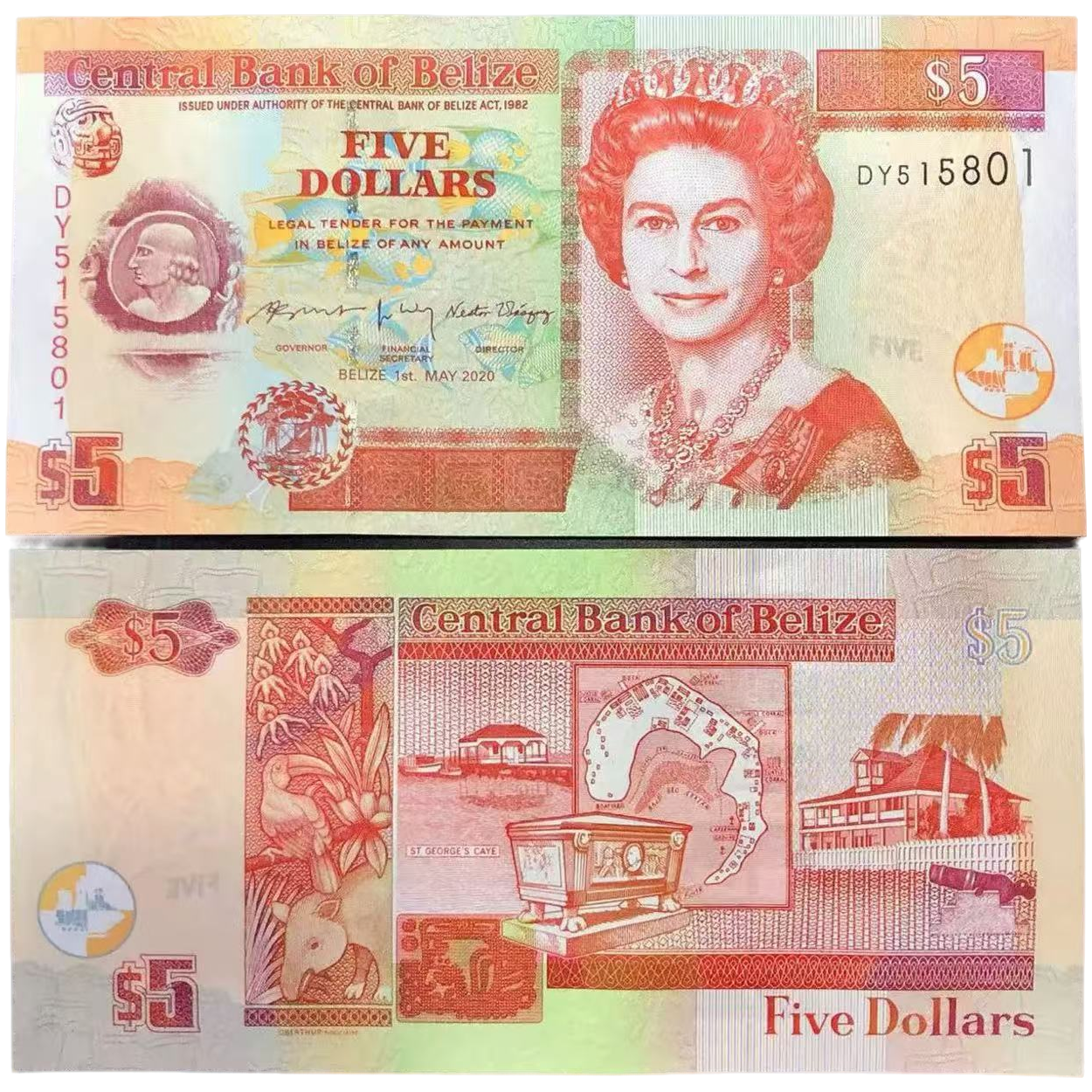 【美洲】伯利兹5元伊丽莎白二世 中年女王版 2020年 全新保真收藏