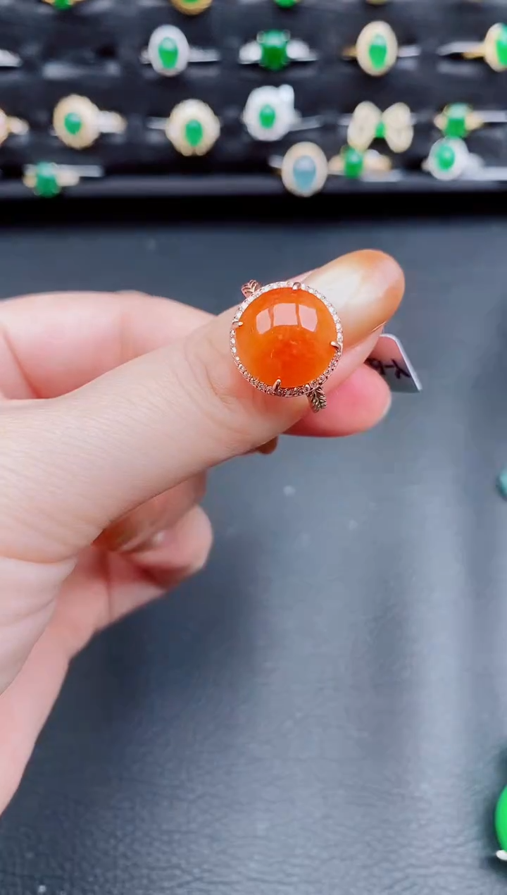 【闪购商品】翡翠戒指银S925镶嵌天然a货翡翠65