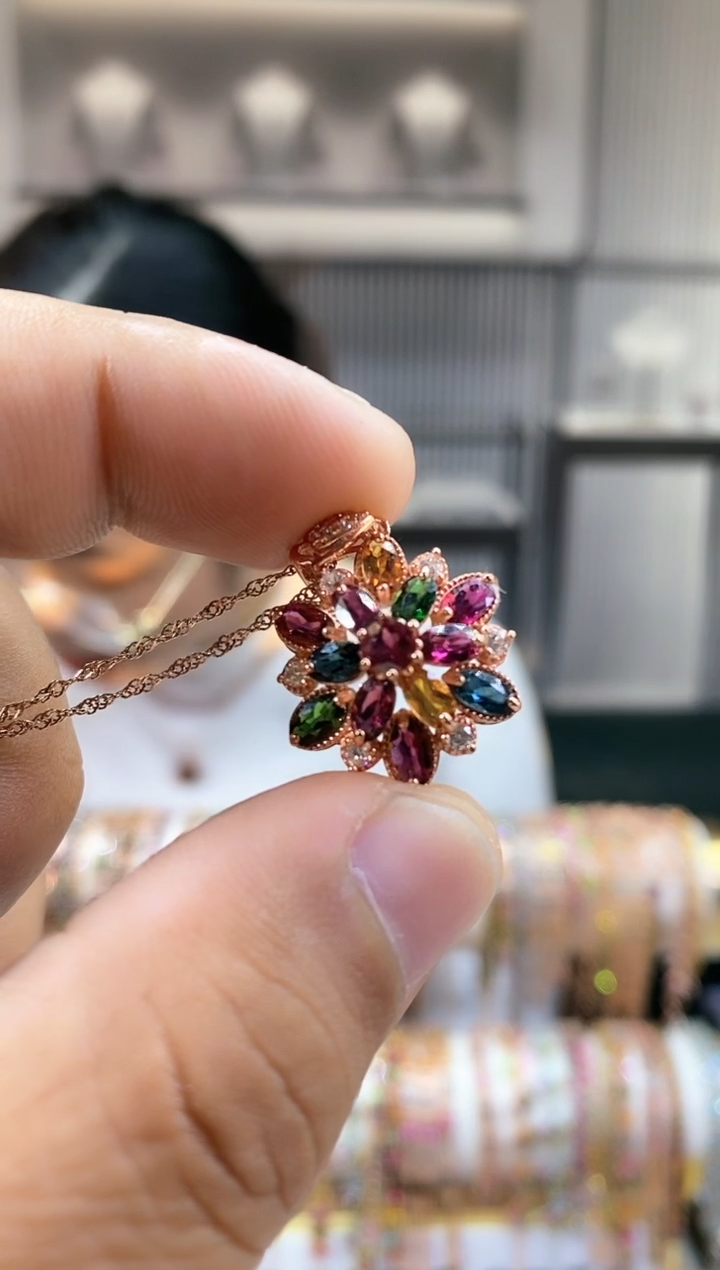 银S925镶嵌吊坠碧玺34554354354354