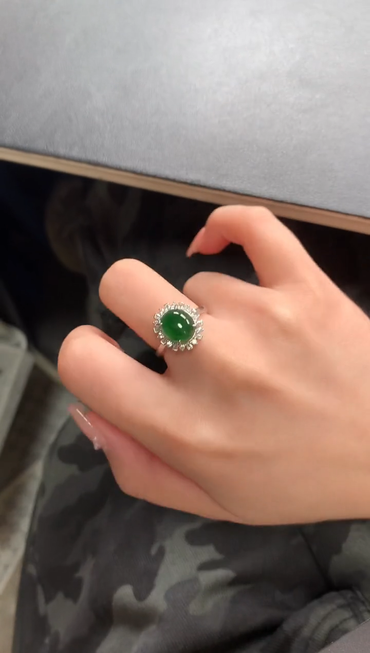 【闪购商品】翡翠戒指银S925镶嵌52114