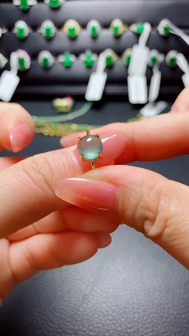 银S925镶嵌戒指翡翠天然翡翠A货s925银镶