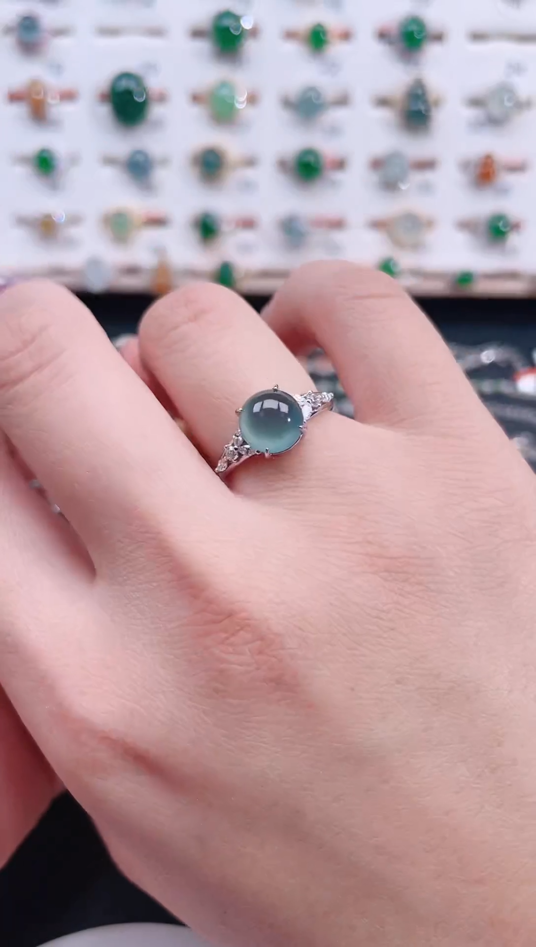 银S925镶嵌戒指翡翠天然翡翠