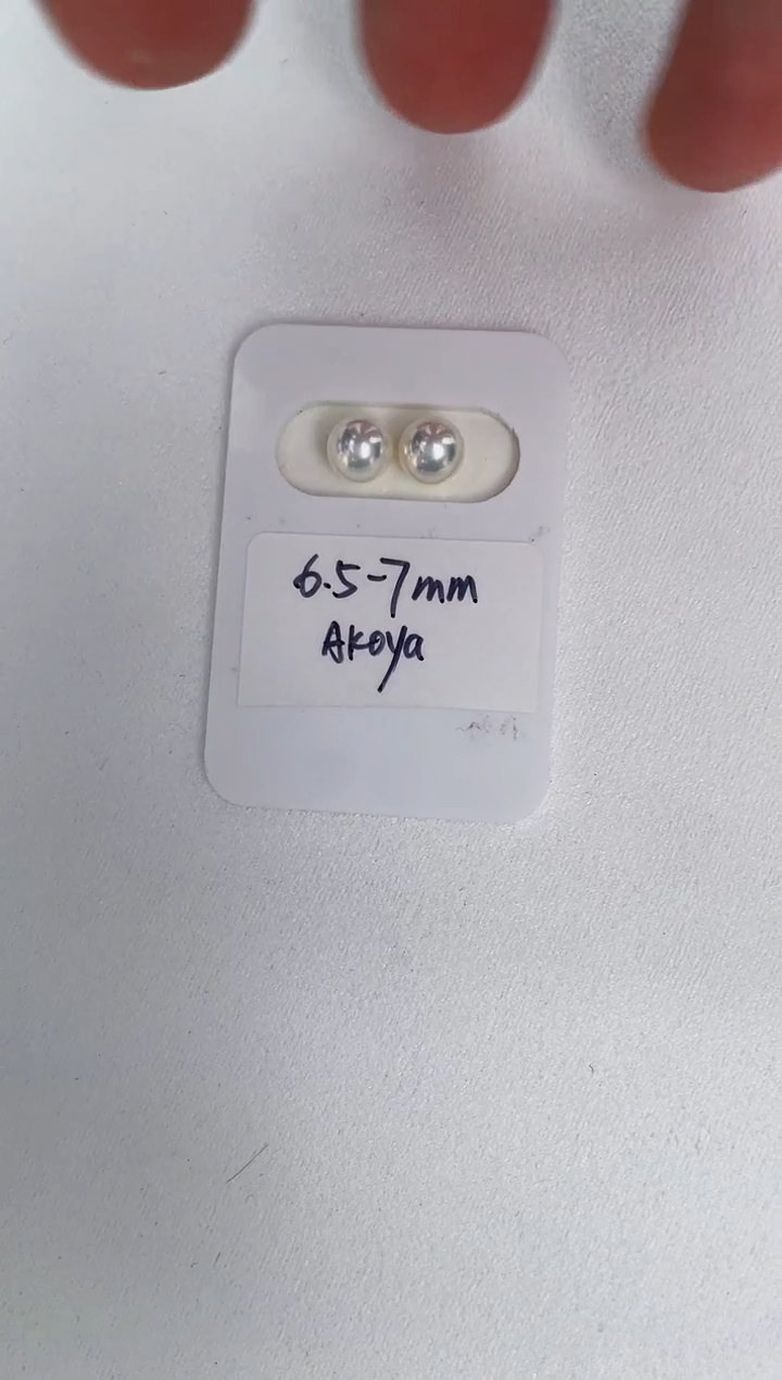 18K金镶嵌海水珍珠耳饰6.5-7特选天女耳钉极微瑕