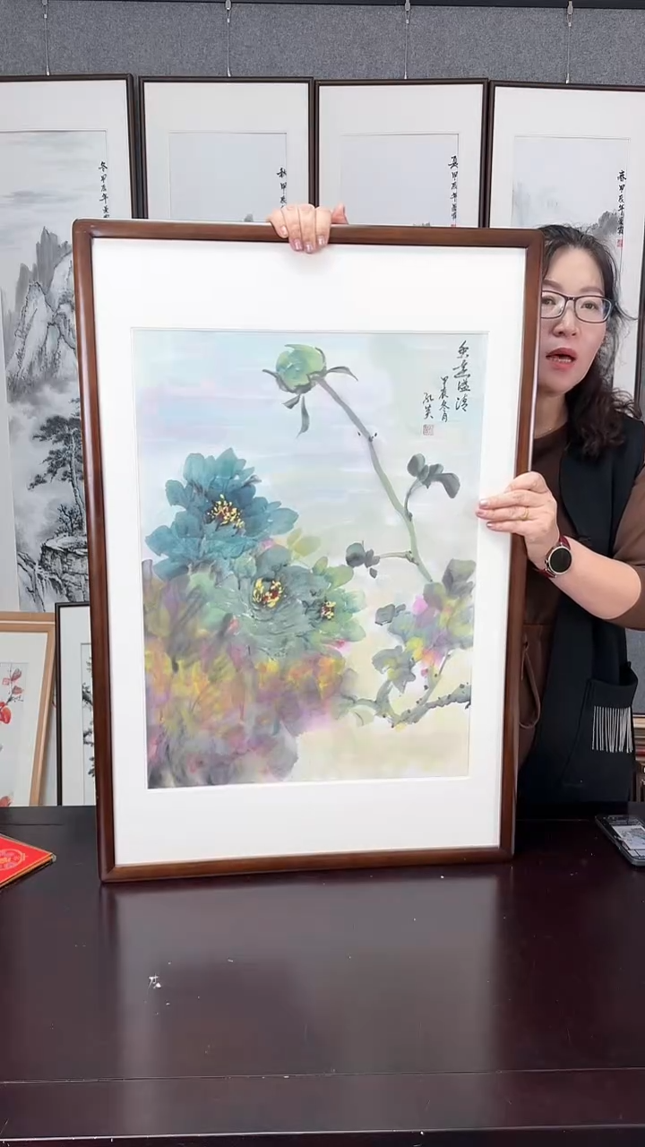 【闪购商品】国画实木装裱60*90 牡丹