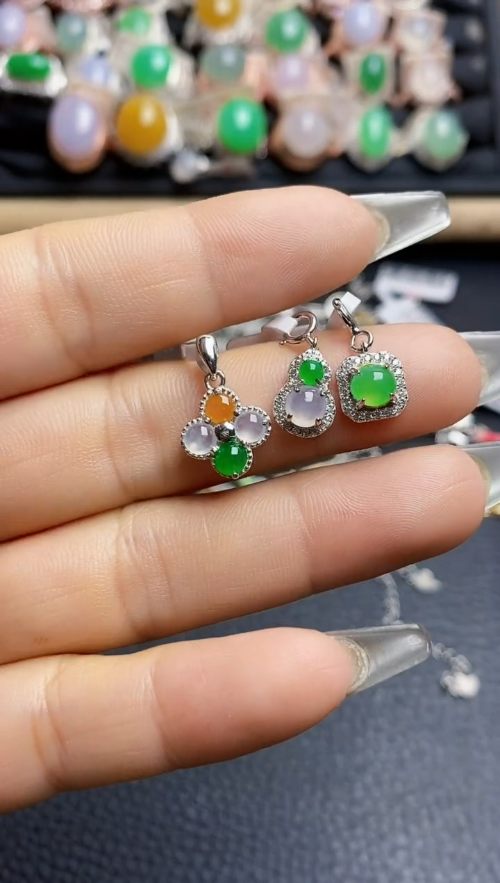 【闪购商品】翡翠银S925镶嵌戒指3747