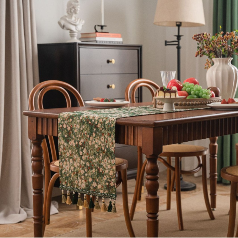 法式田园风桌旗轻奢高端流苏长条餐桌布斗柜盖布茶桌