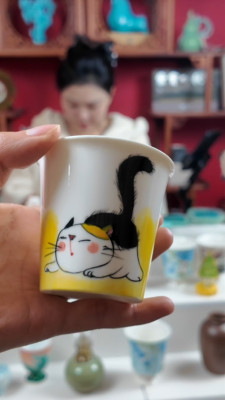  武当官窑手绘小水杯  一件多样性发货  