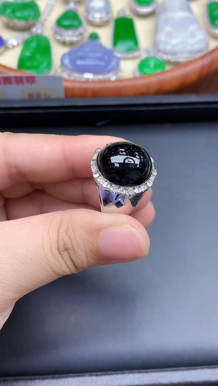 18K金镶嵌戒指翡翠583-中国好珍宝