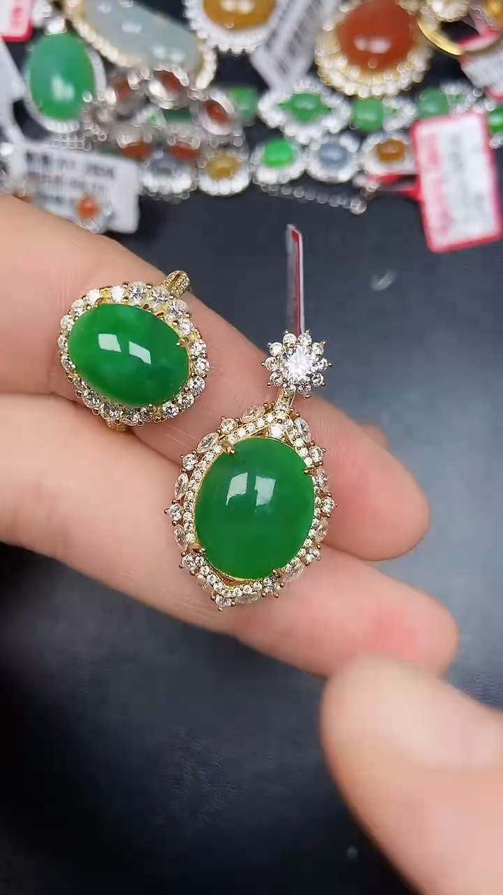 银S925镶嵌戒指翡翠1560