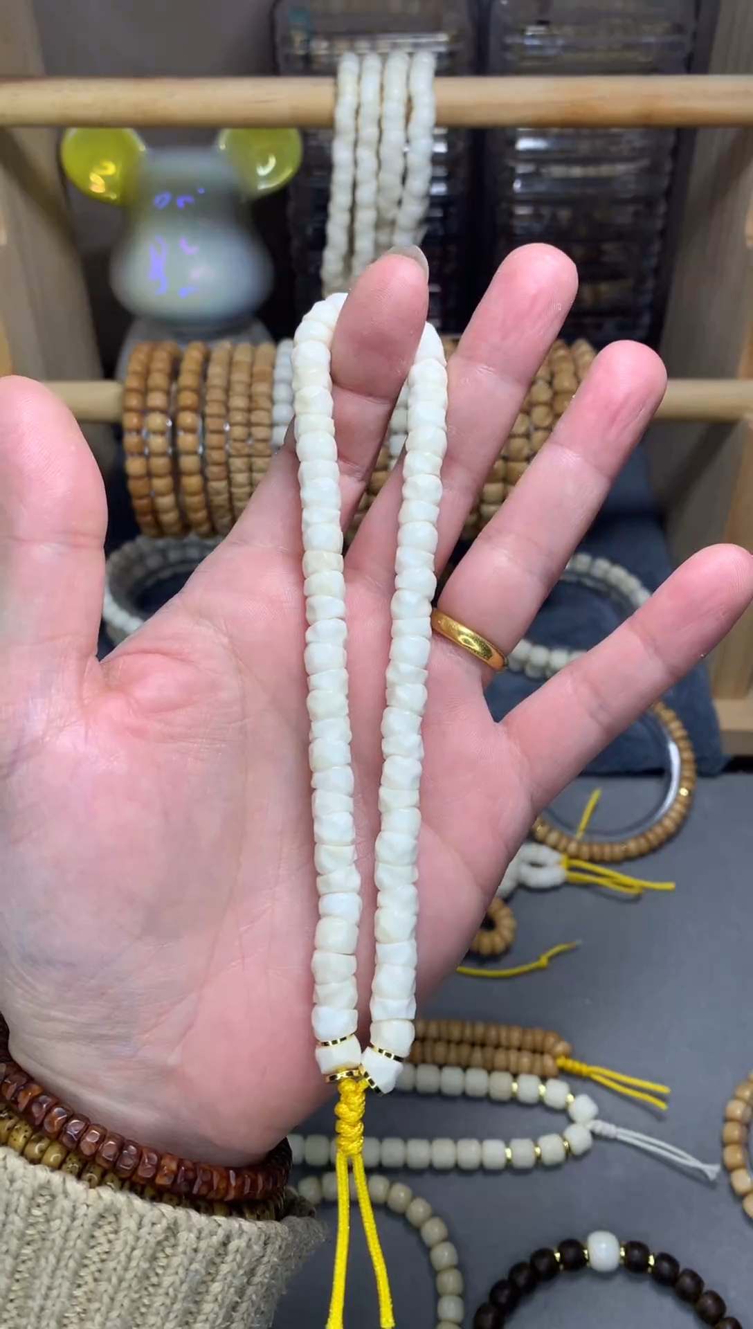 【闪购商品】白玉菩提手串白玉菩提精雕无相大肠卡8手持