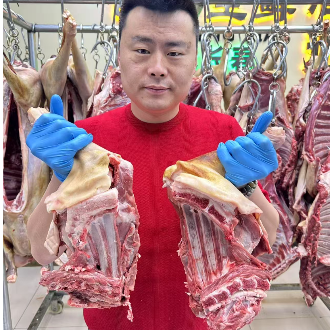 白羊前腿带羊排带脖带腱子肉，5-15斤，火烧皮，以现场称重为准