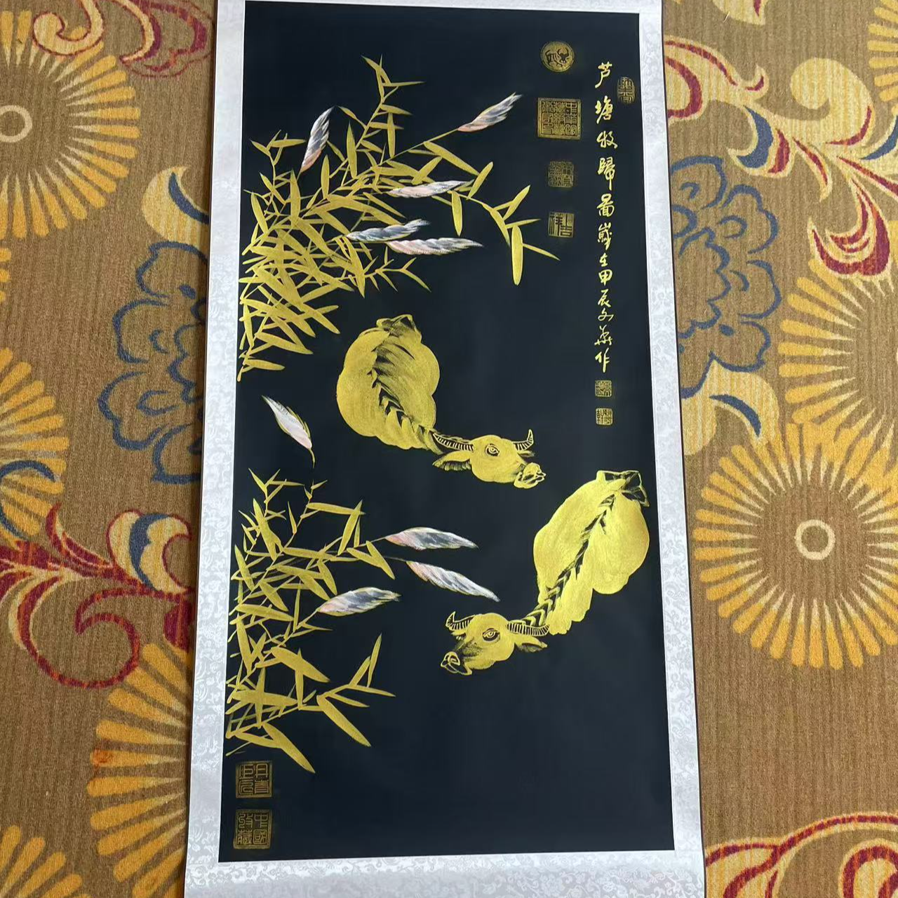 贾文华作品芦塘牧归图小六尺