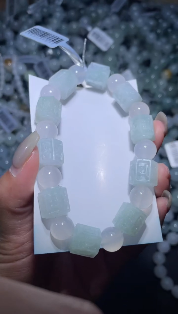 【闪购商品】定制翡翠未镶嵌天然缅甸A货翡翠手串6