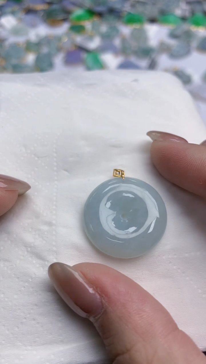 【闪购商品】翡翠颈饰18K金镶嵌天然缅甸翡翠A货