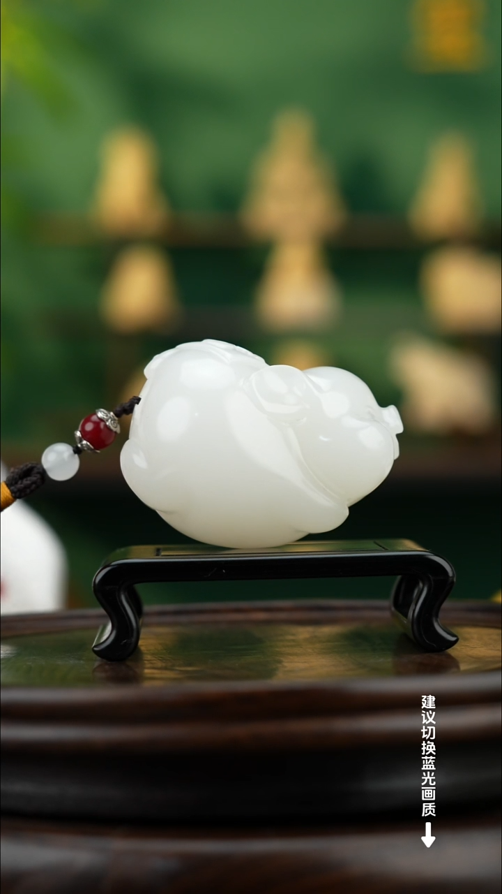 玉【吉祥福猪】天然玉石手把件