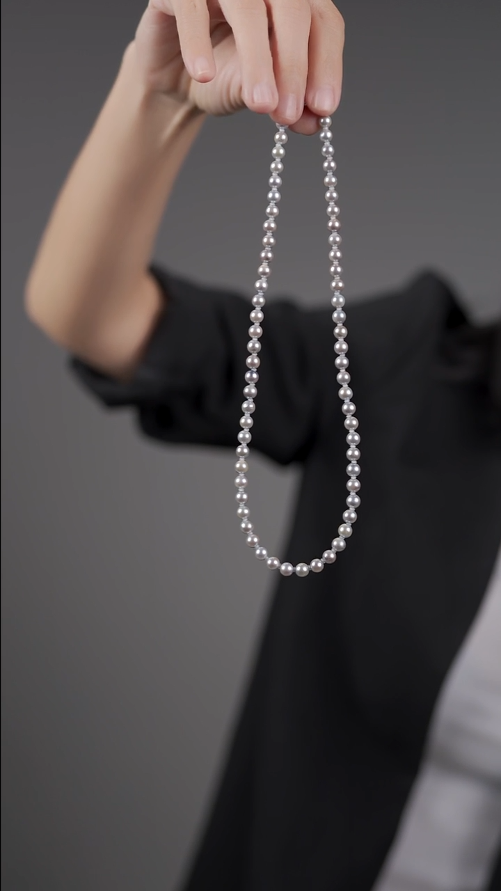 颈饰银S925镶嵌海水珍珠天然海水AKOYA真多麻色珍珠项链