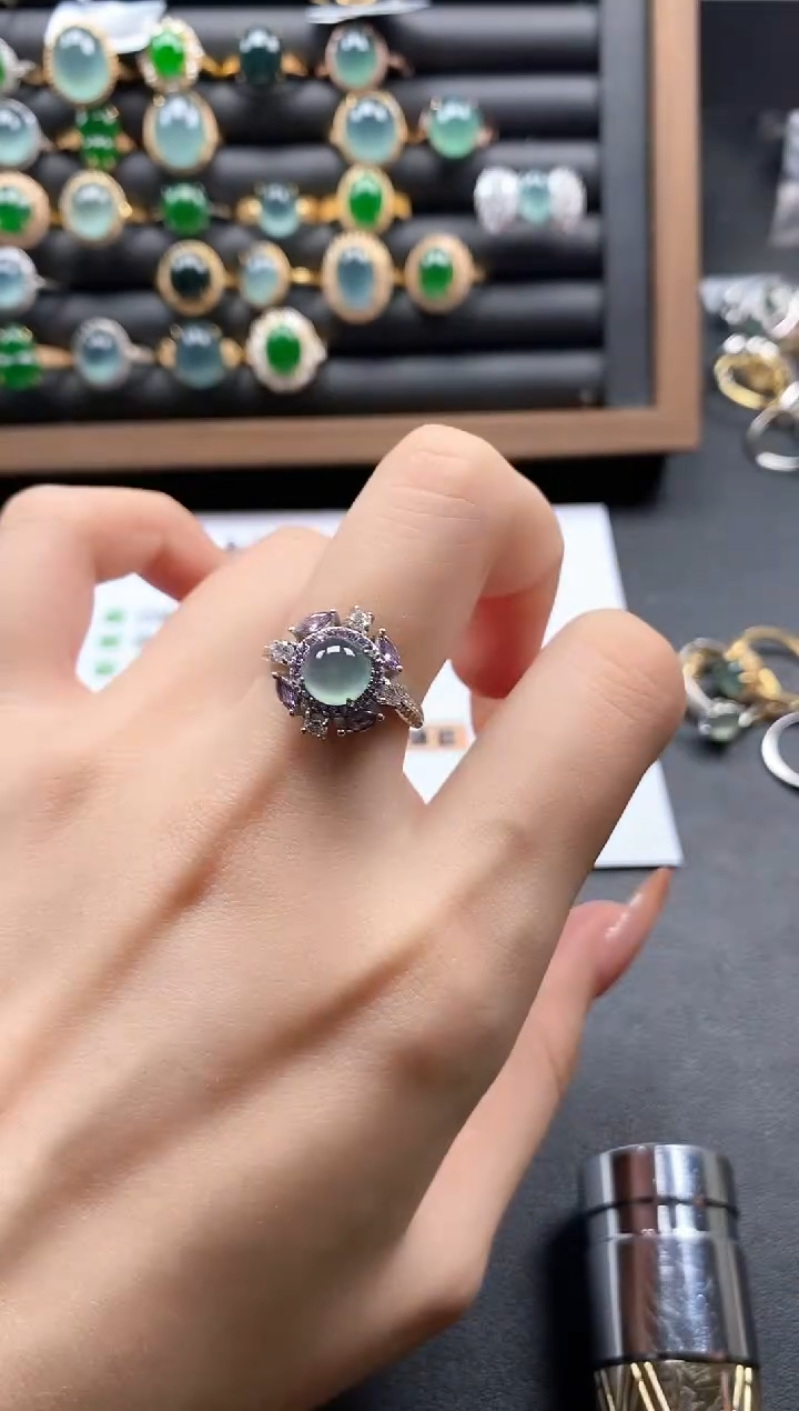 银S925镶嵌戒指翡翠5151-63