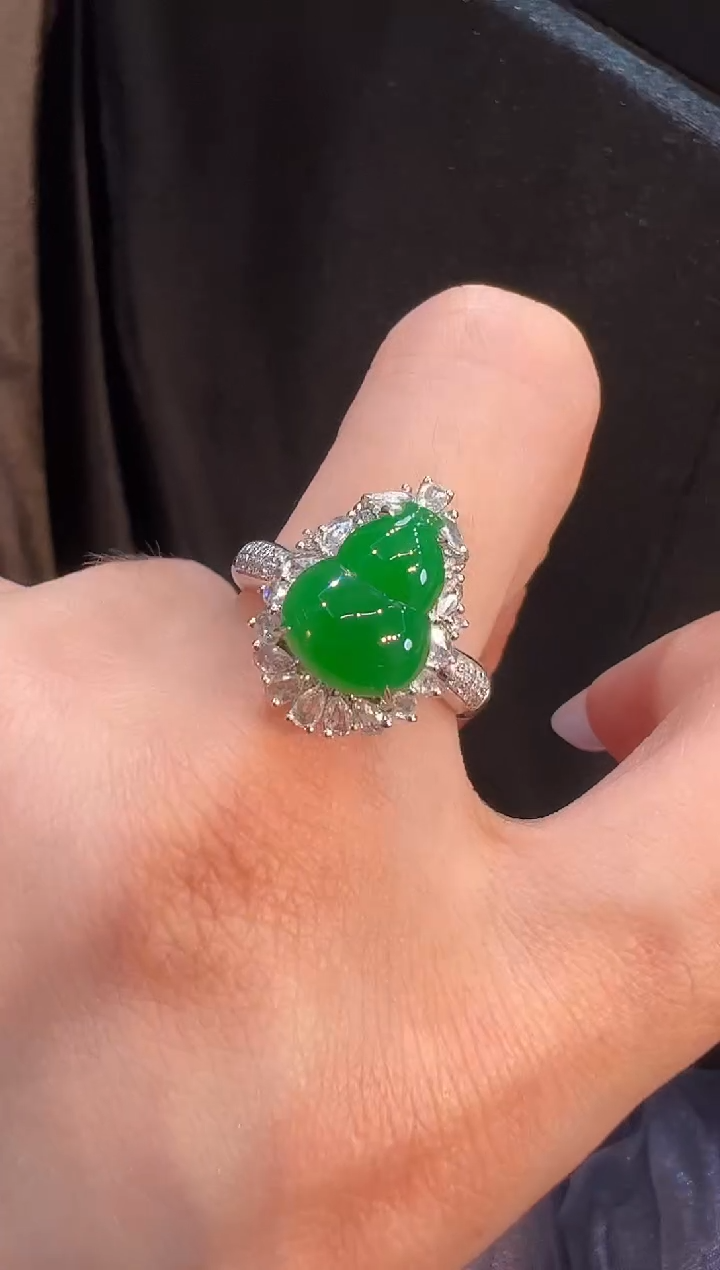 【闪购商品】翡翠戒指18K金镶嵌戒指