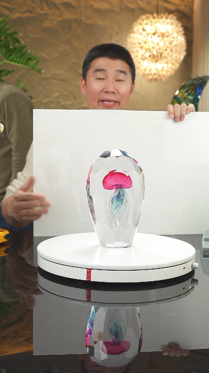【闪购商品】摆件设计款金红切面水母摆件带底座