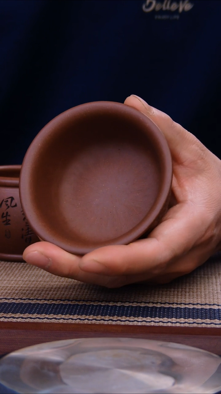 紫砂茶杯深井紫泥杯子