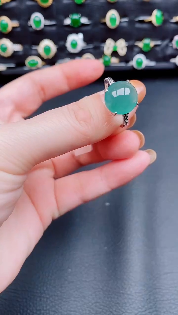 【闪购商品】翡翠戒指银S925镶嵌天然a货翡翠30