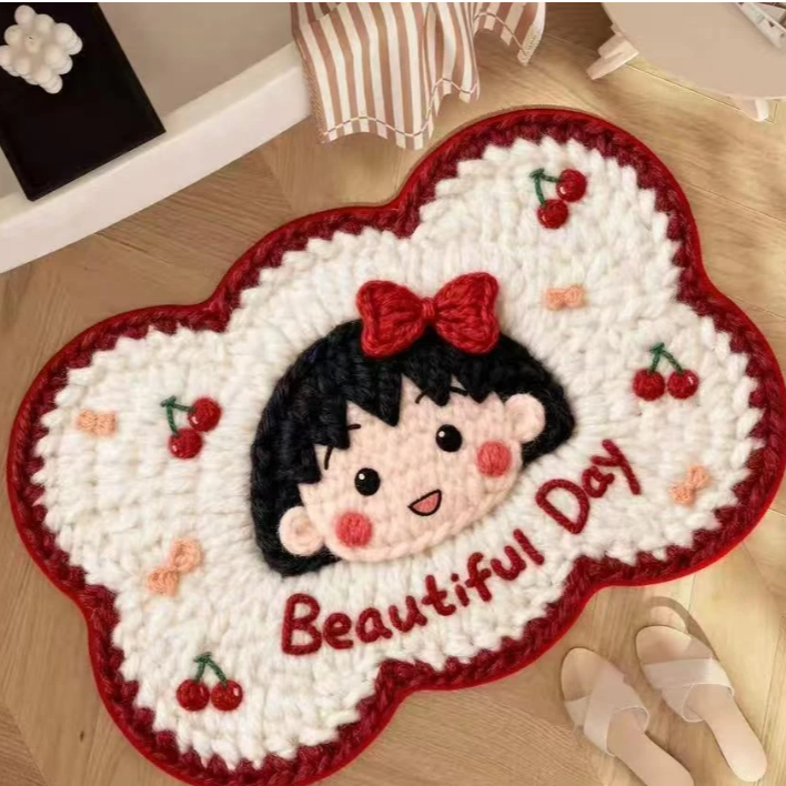 【5D立体视觉】樱桃小丸子硅藻泥地垫吸水入户垫卫生间浴室卧室垫