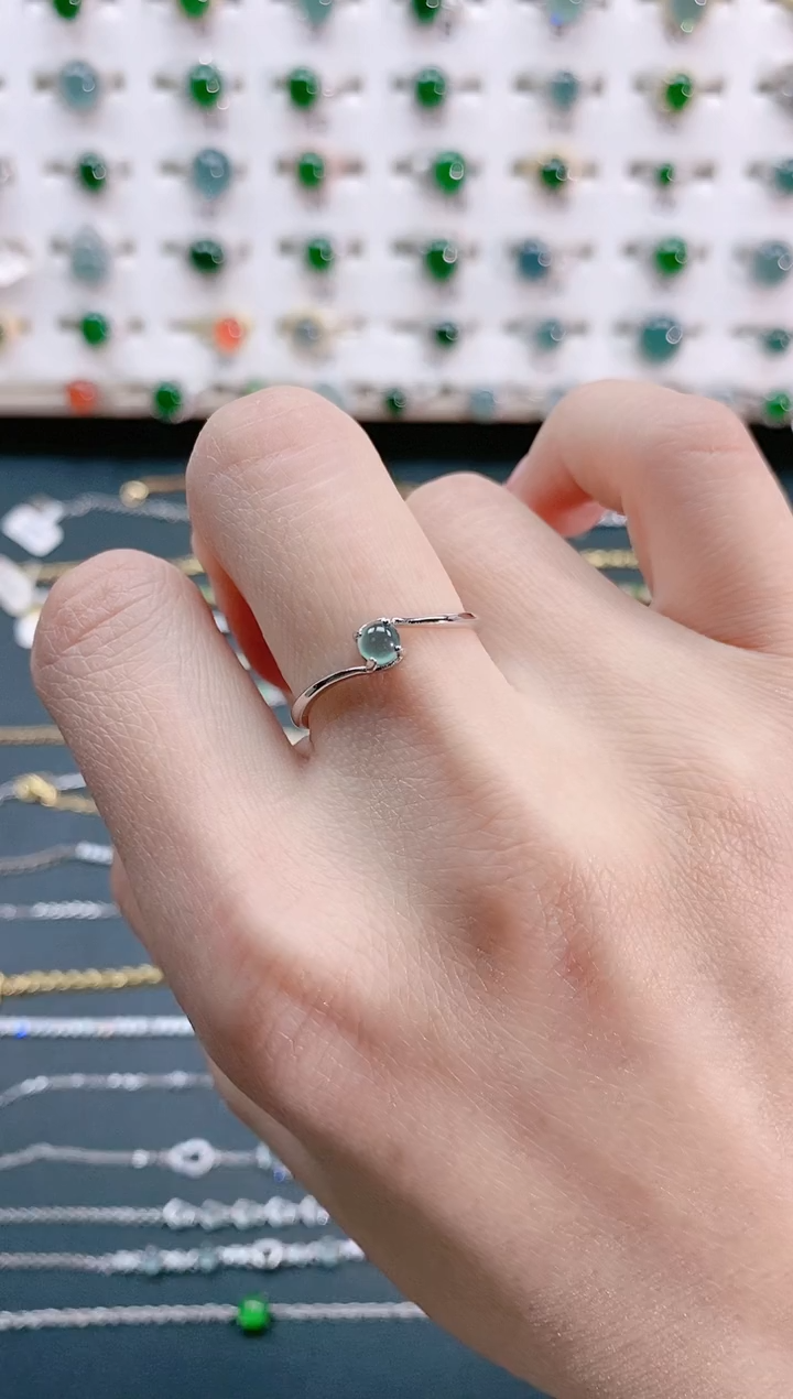 【闪购商品】翡翠戒指银S925镶嵌天然翡翠