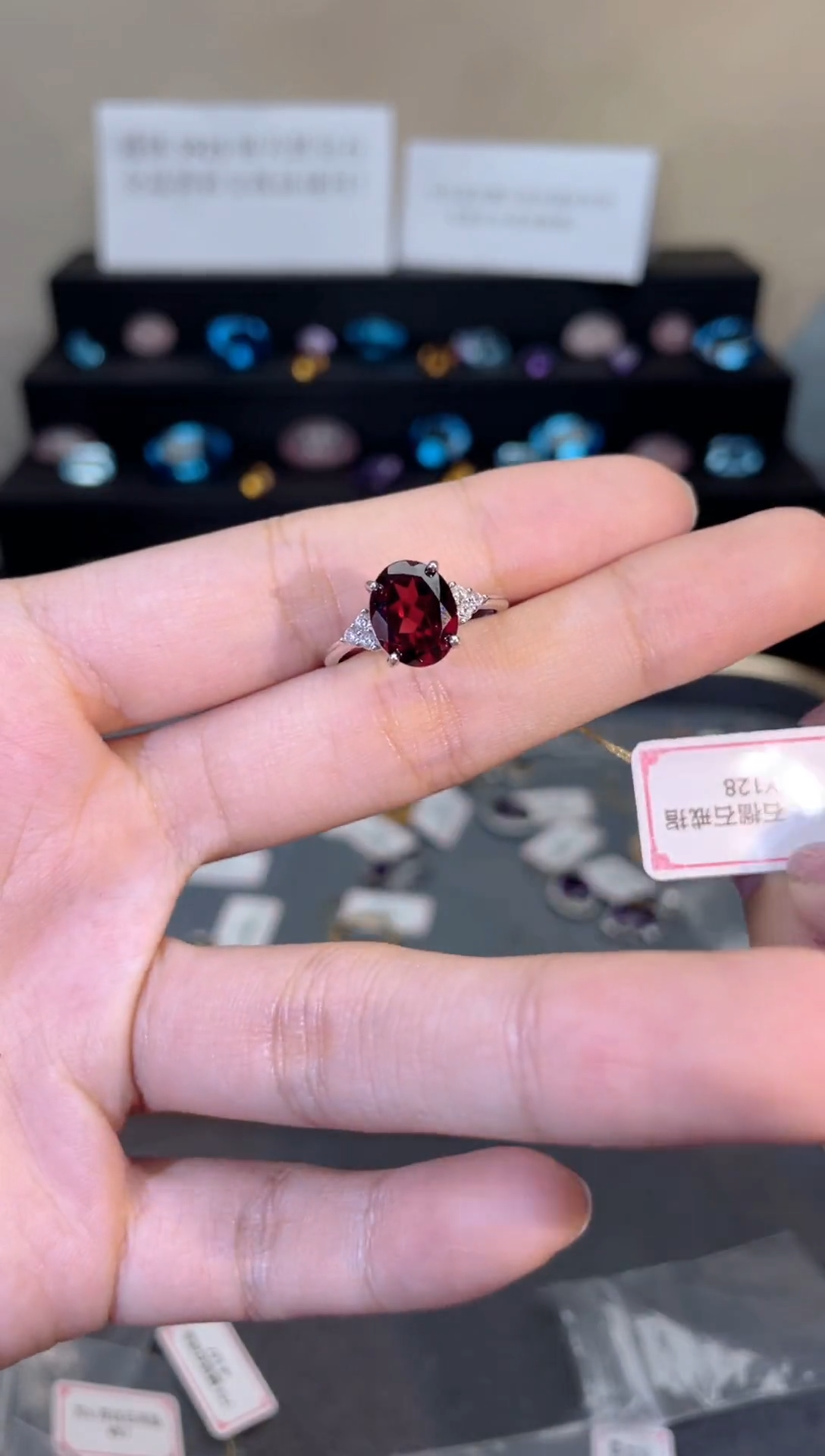 银S925镶嵌戒指石榴石天然宝石