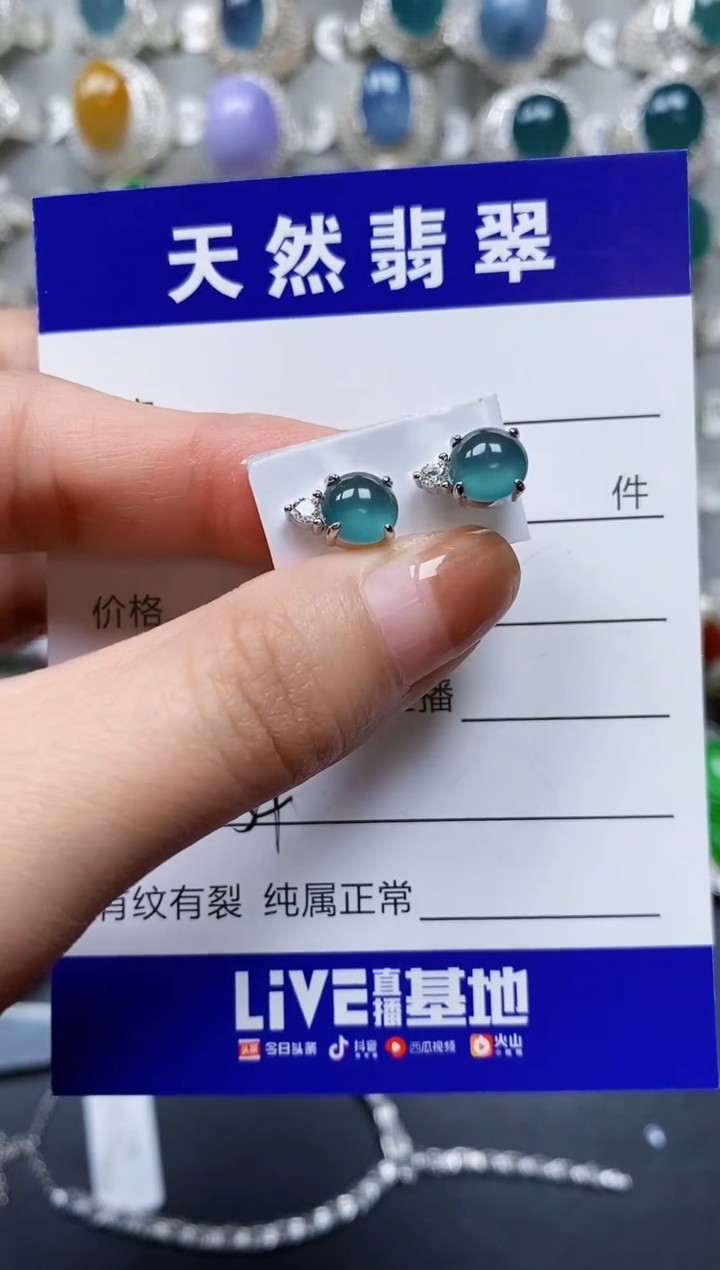 【闪购商品】翡翠耳饰银S925镶嵌0154