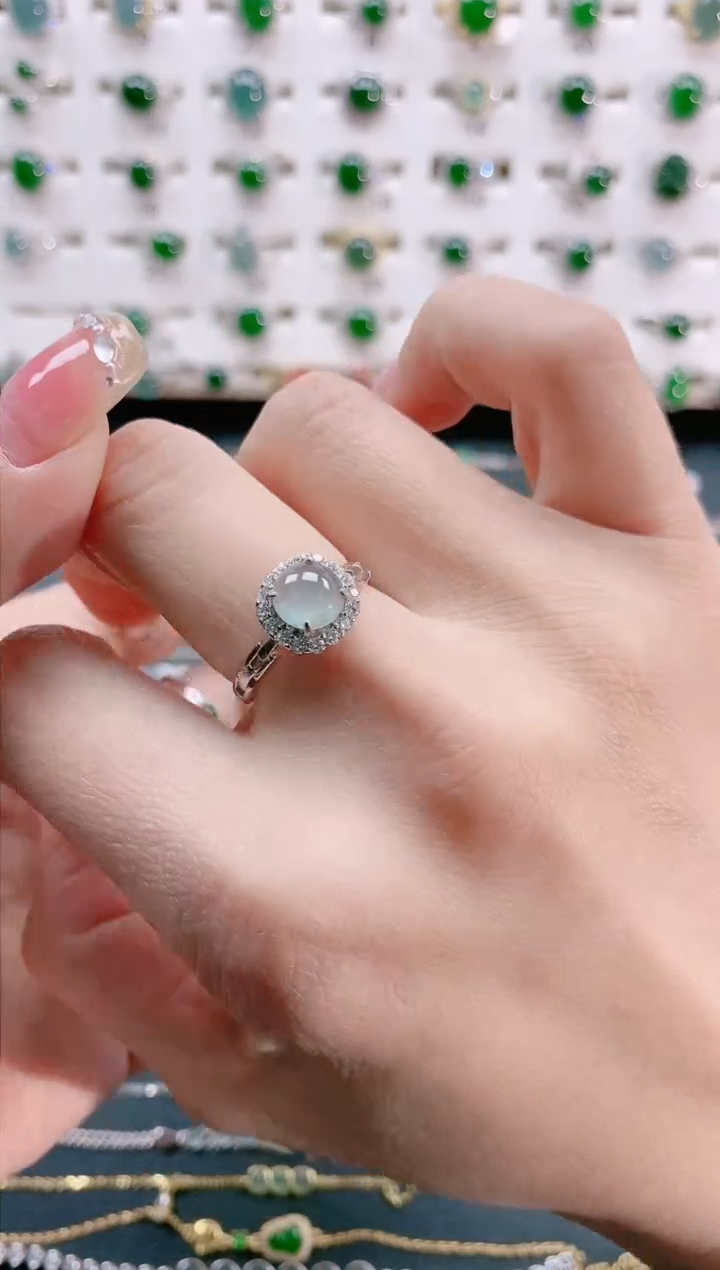 【闪购商品】翡翠戒指银S925镶嵌天然翡翠