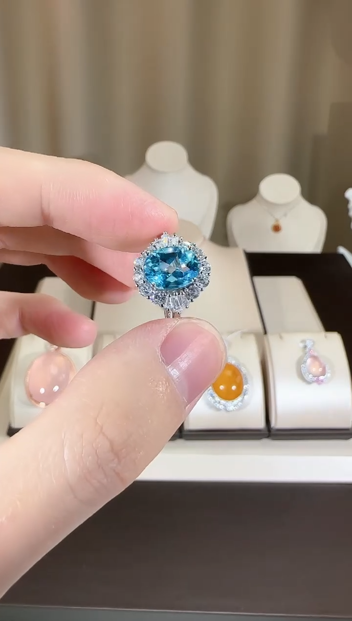 【闪购商品】托帕石戒指银S925镶嵌9*7mm