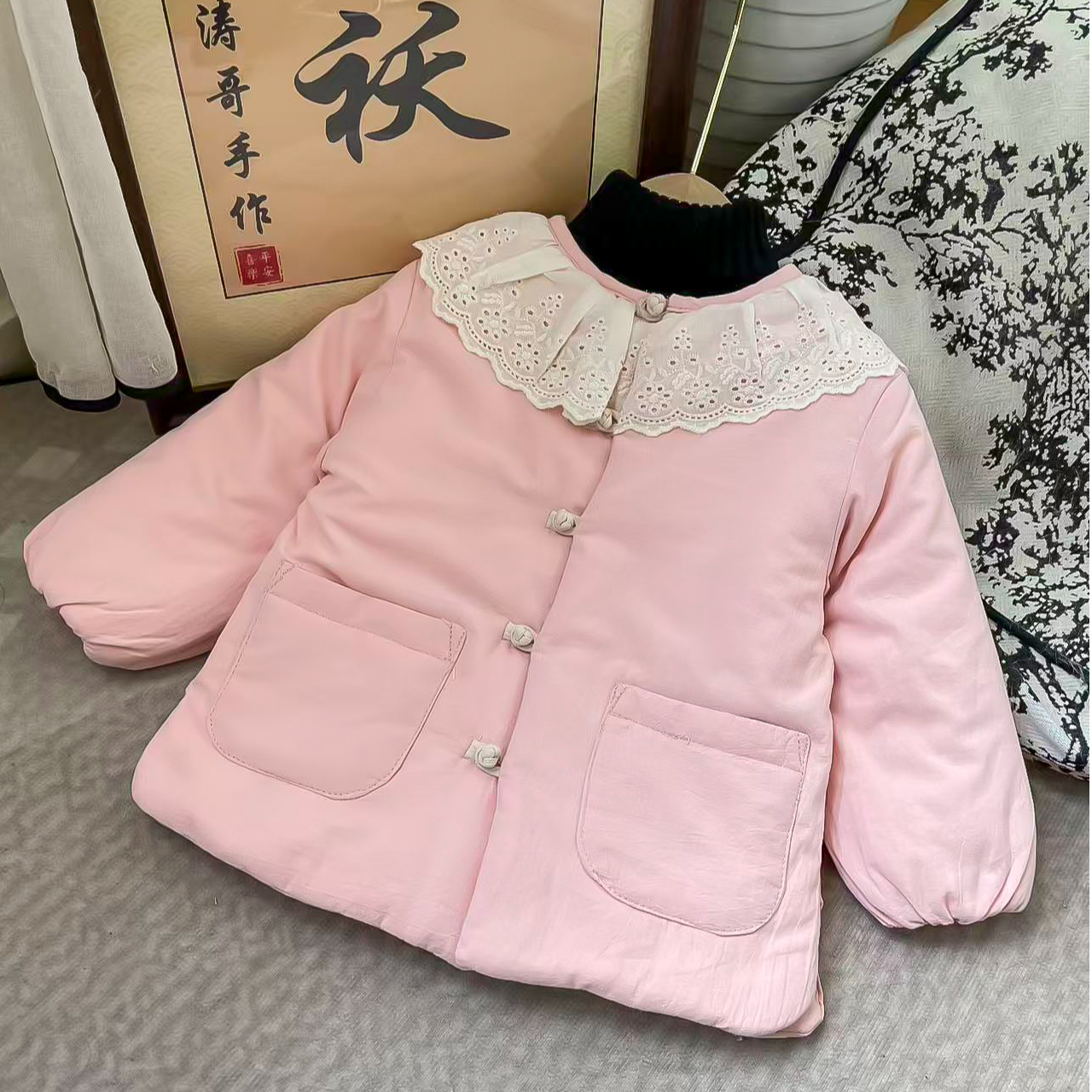 【亲子花边领】儿童纯棉花棉袄国风女宝宝蕾丝花边盘扣棉衣冬加厚