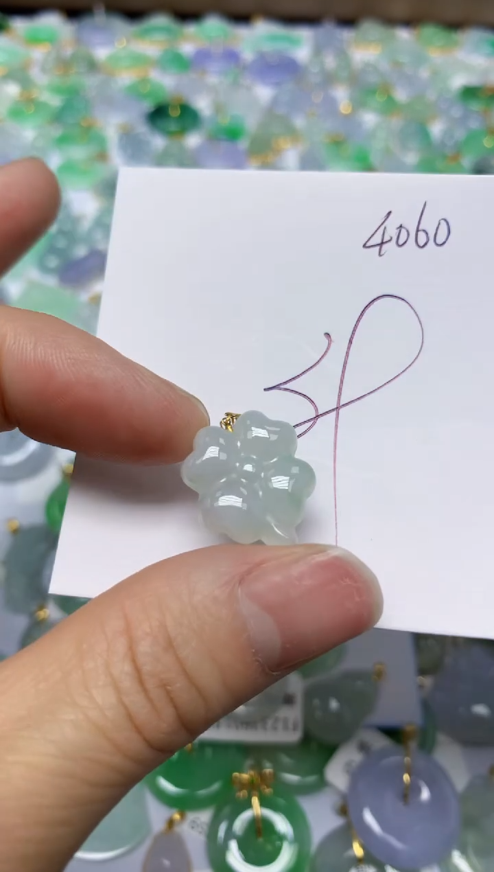 【闪购商品】翡翠挂件18K金镶嵌 天然翡翠A货