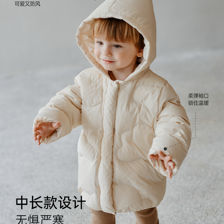 OAK FAMILY冬季儿童羽绒服轻薄短款连帽保暖外套防风