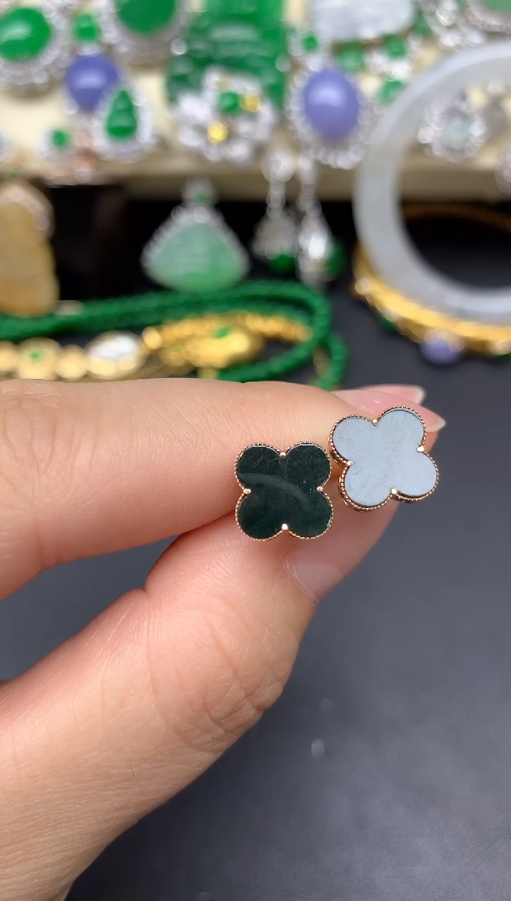 18K金镶嵌翡翠耳饰168-七夕珠宝季